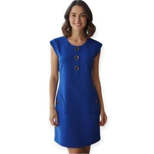 NINE WEST ROYAL BLUE DRESS SZ.10 EUC.